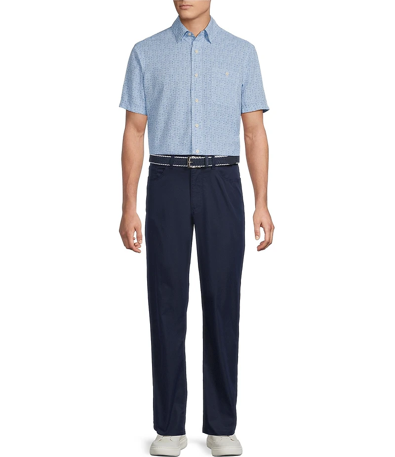 Cremieux Big & Tall Blue Label Short Sleeve Hidden Button Down Fish Seersucker Performance Woven Shirt