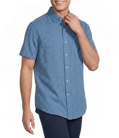 Cremieux Big & Tall Blue Label Performance Short Sleeve Seersucker Gingham Shirt