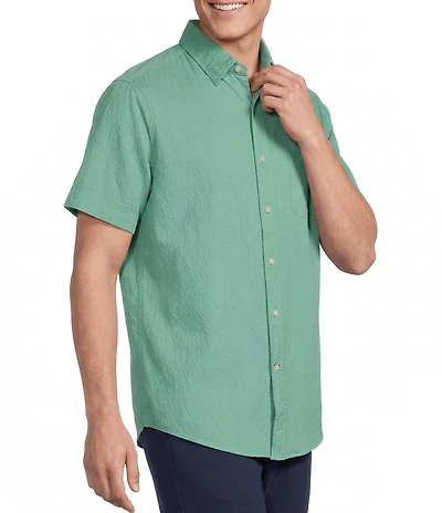 Cremieux Big & Tall Blue Label Performance Solid Seersucker Short Sleeve Shirt