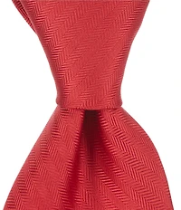 Roundtree & Yorke Big & Tall Herringbone Solid Traditional 3 3/8#double; Silk Tie