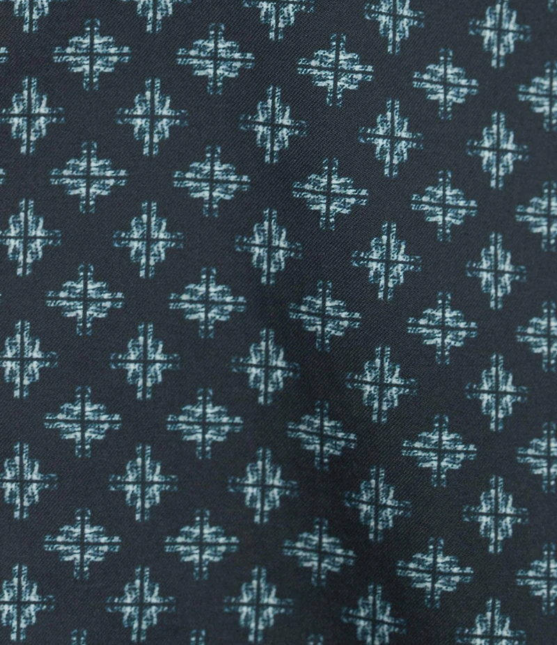 Cremieux Big & Tall Premium Denim Dark Geometric Print Stretch Long Sleeve Woven Shirt