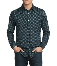 Cremieux Big & Tall Premium Denim Dark Geometric Print Stretch Long Sleeve Woven Shirt