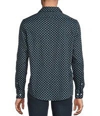 Cremieux Big & Tall Premium Denim Dark Geometric Print Stretch Long Sleeve Woven Shirt