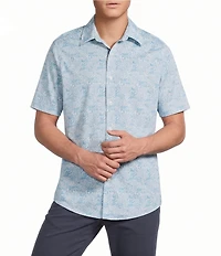 Cremieux Big & Tall Premium Denim Floral Print Short Sleeve Woven Shirt