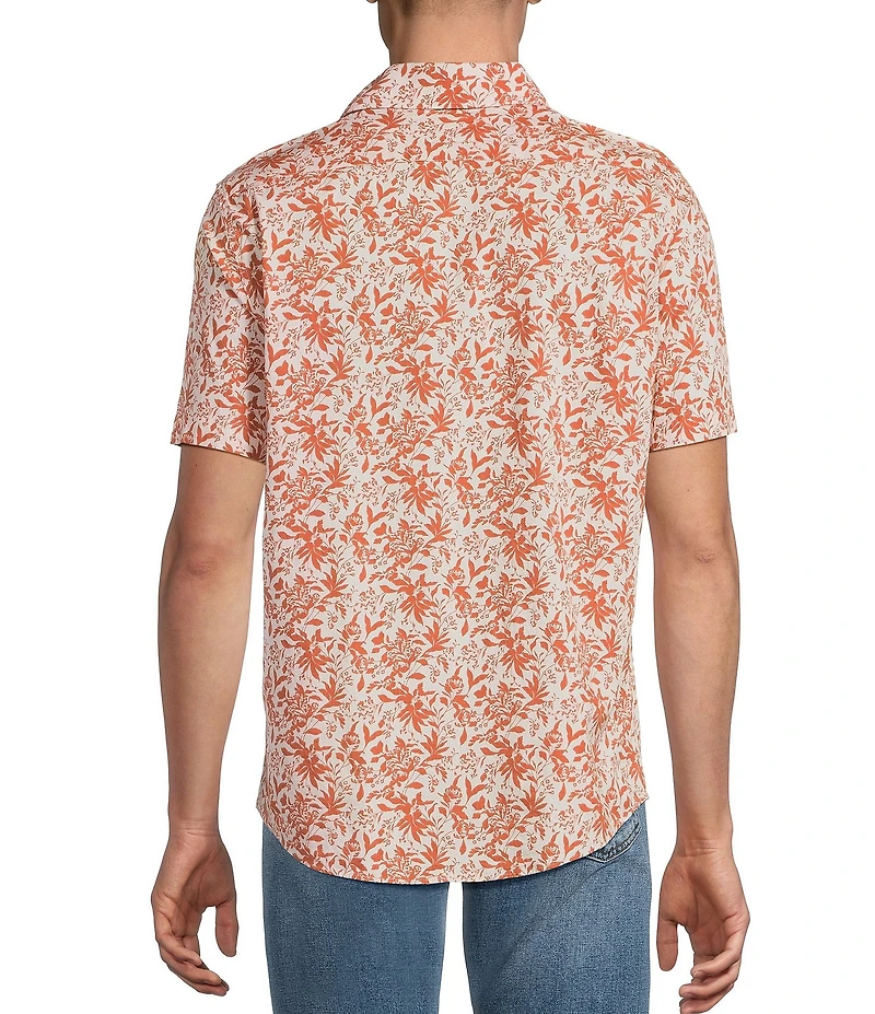 Cremieux Big & Tall Premium Denim Floral Short Sleeve Woven Shirt