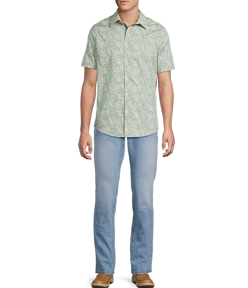 Cremieux Big & Tall Premium Denim Floral Short Sleeve Woven Shirt