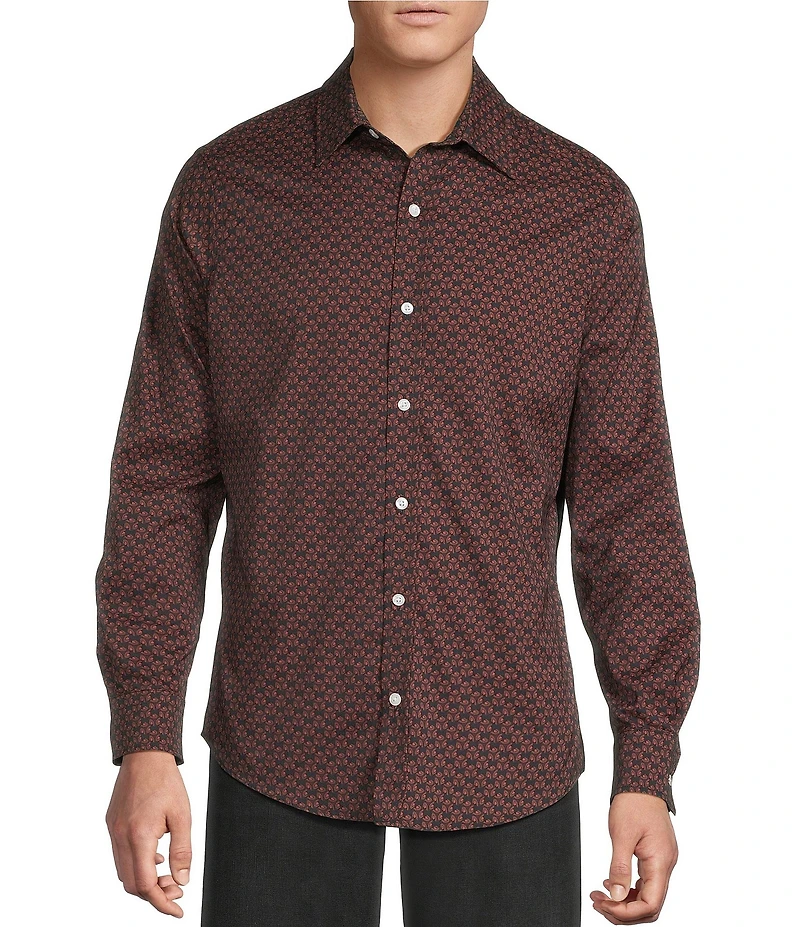 Cremieux Big & Tall Premium Denim Geometric Long Sleeve Woven Shirt