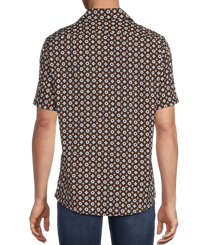 Cremieux Big & Tall Premium Denim Geometric Short Sleeve Woven Shirt