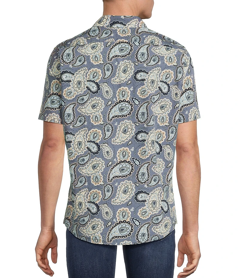Cremieux Big & Tall Premium Denim Large Paisley Short Sleeve Woven Shirt