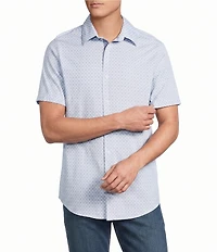 Cremieux Big & Tall Premium Denim Micro Geometric Print Short Sleeve Woven Shirt