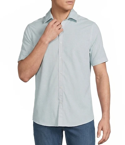 Cremieux Big & Tall Premium Denim Micro Geometric Short Sleeve Woven Shirt