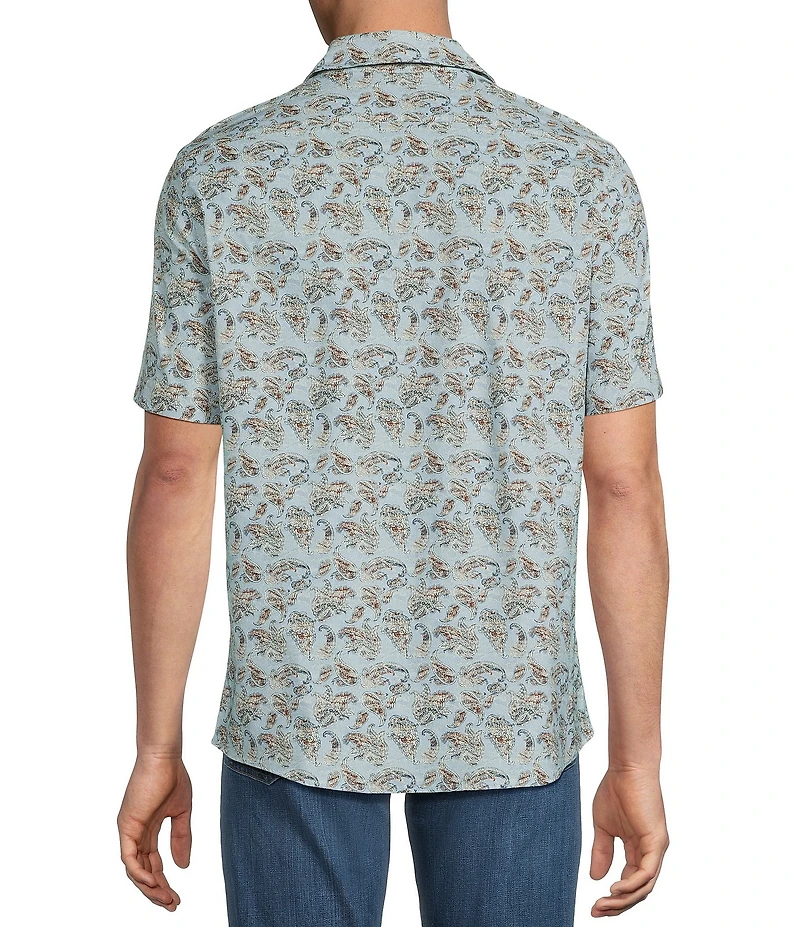 Cremieux Big & Tall Premium Denim Paisley Short Sleeve Woven Shirt