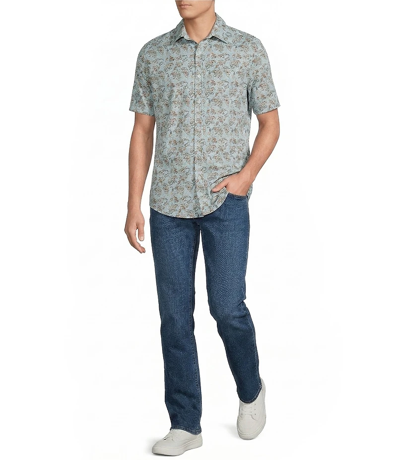 Cremieux Big & Tall Premium Denim Paisley Short Sleeve Woven Shirt