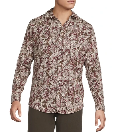 Cremieux Big & Tall Premium Denim Paisley Stretch Long Sleeve Woven Shirt