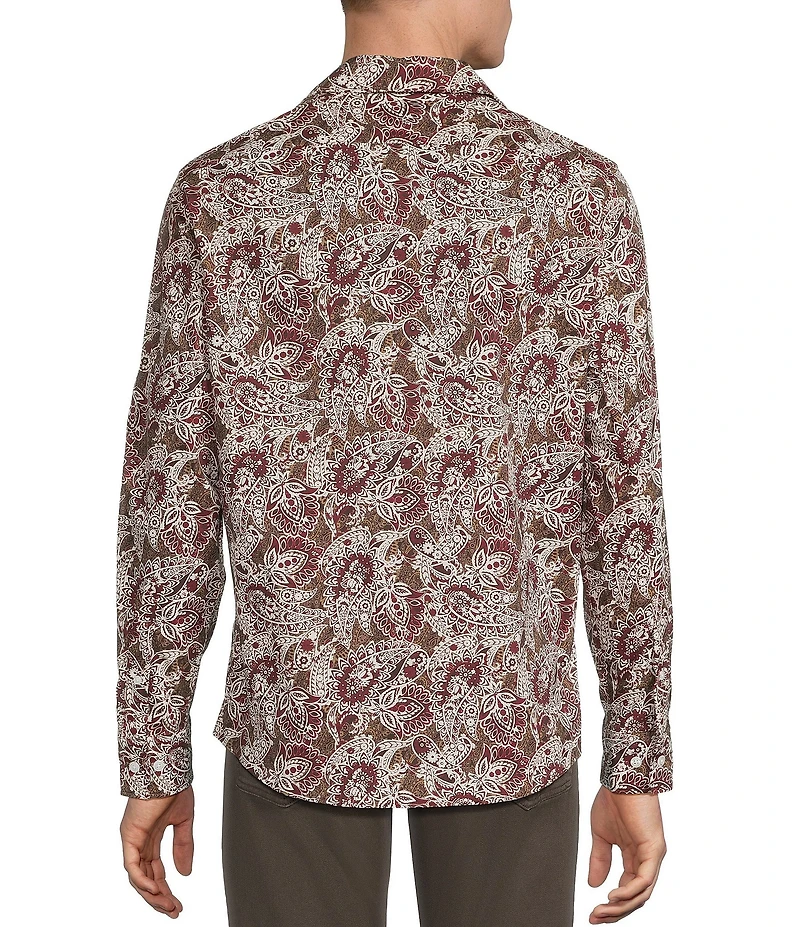 Cremieux Big & Tall Premium Denim Paisley Stretch Long Sleeve Woven Shirt