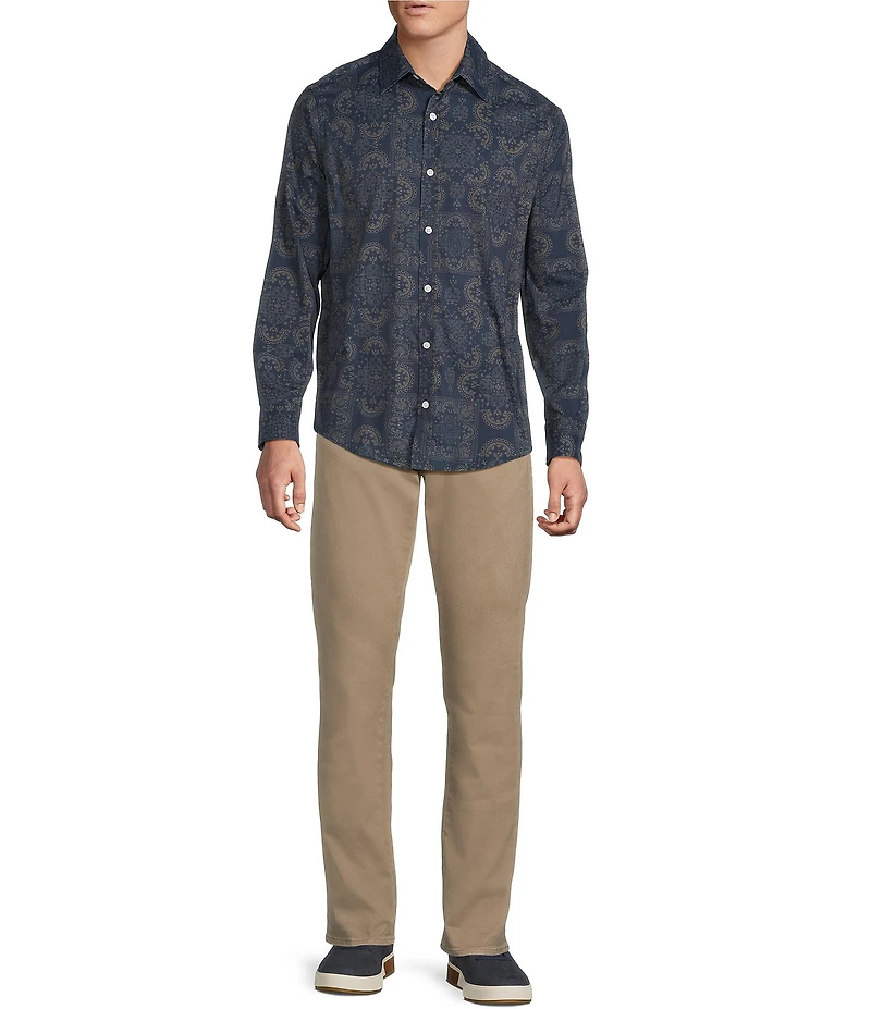 Cremieux Big & Tall Premium Denim Scarf Print Stretch Long Sleeve Woven Shirt