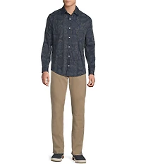 Cremieux Big & Tall Premium Denim Scarf Print Stretch Long Sleeve Woven Shirt