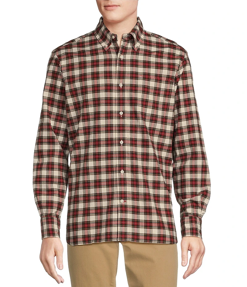 Cremieux Blue Label Big & Tall Classic Fit Plaid Oxford Long Sleeve Woven Shirt