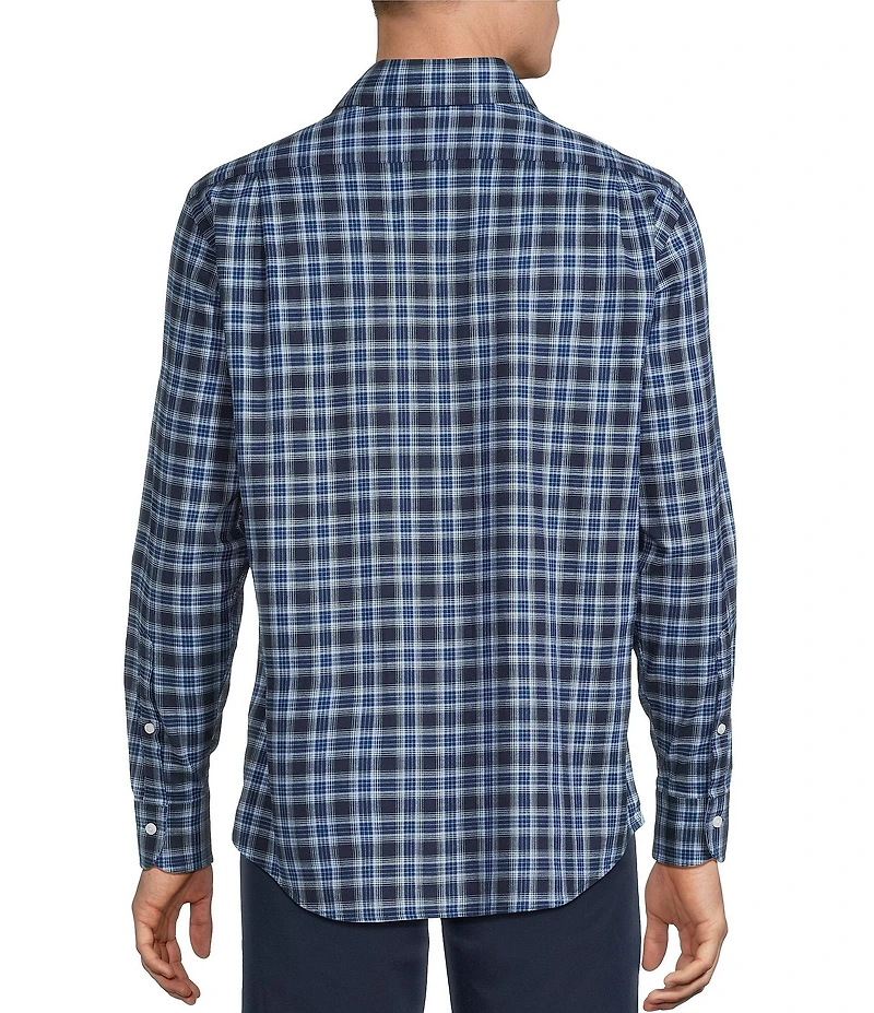 Cremieux Blue Label Big & Tall Washed Oxford Tonal Plaid Long Sleeve Woven Shirt
