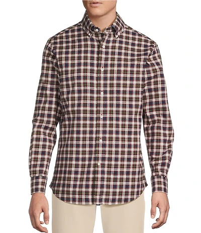 Cremieux Blue Label Big & Tall Washed Oxford Traditional Plaid Long Sleeve Woven Shirt