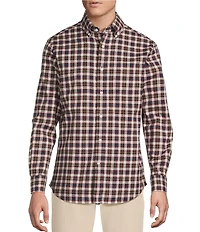 Cremieux Blue Label Big & Tall Washed Oxford Traditional Plaid Long Sleeve Woven Shirt