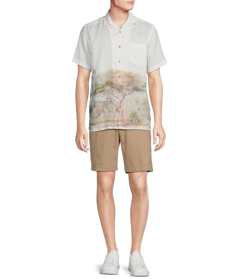 Cremieux Blue Label Cape Town Collection Landscape Print Short Sleeve Woven Camp Linen Shirt