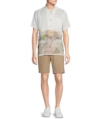 Cremieux Blue Label Cape Town Collection Landscape Print Short Sleeve Woven Camp Linen Shirt