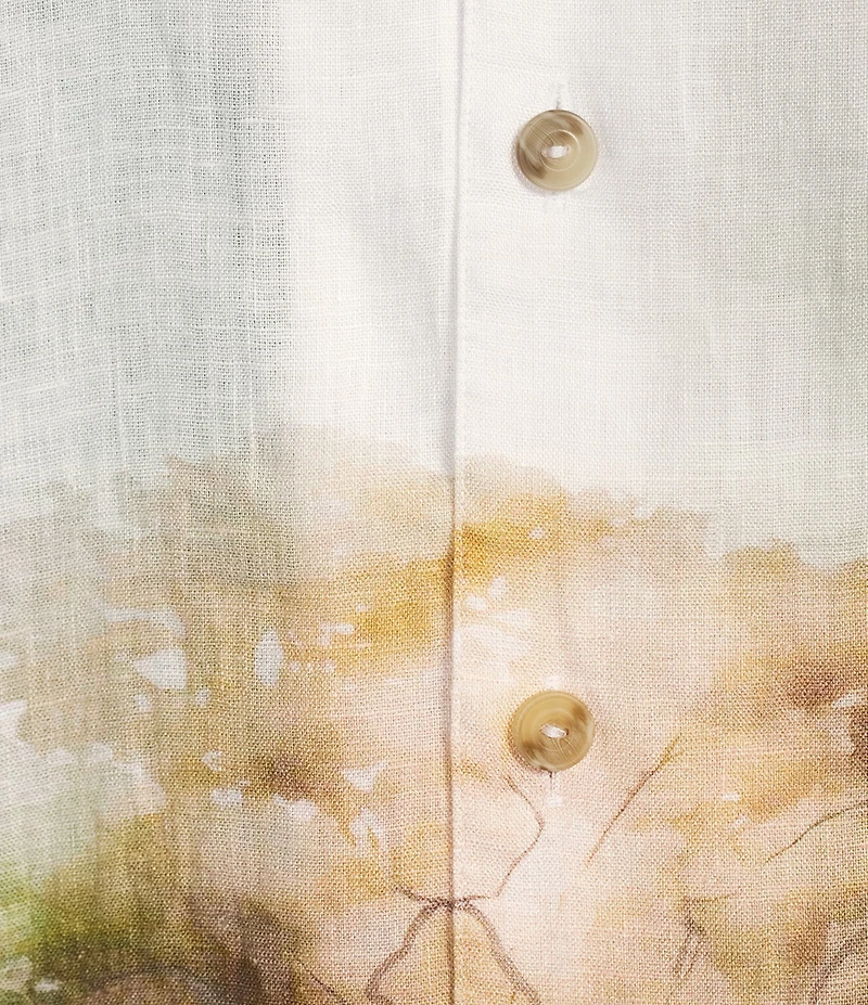 Cremieux Blue Label Cape Town Collection Landscape Print Short Sleeve Woven Camp Linen Shirt