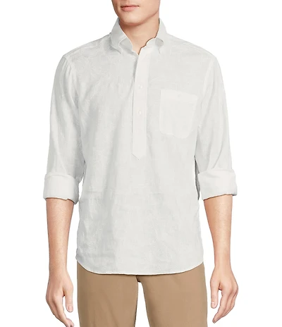 Cremieux Blue Label Cape Town Collection Leaf Print Long Sleeve Polo Shirt