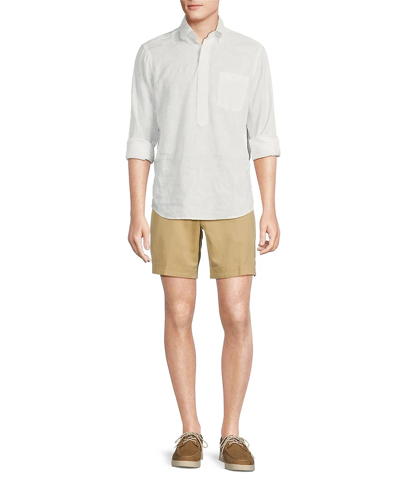 Cremieux Blue Label Cape Town Collection Linen Blend Solid 8#double; Inseam Shorts