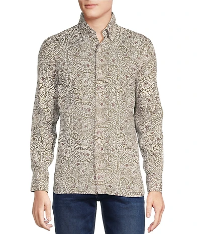 Cremieux Blue Label Cape Town Collection Paisley Print Long Sleeve Woven Linen Shirt