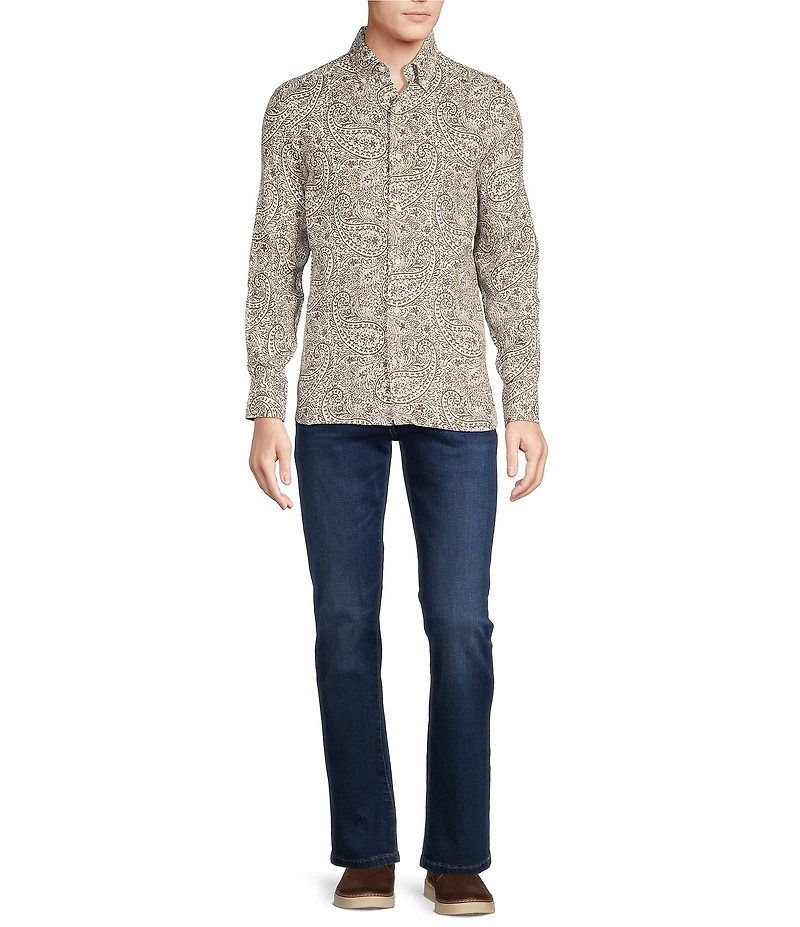 Cremieux Blue Label Cape Town Collection Paisley Print Long Sleeve Woven Linen Shirt