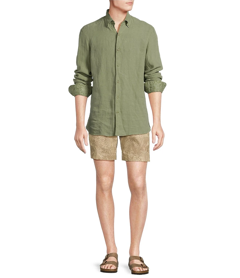 Cremieux Blue Label Cape Town Collection Palm Print 7#double; Inseam Shorts