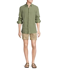 Cremieux Blue Label Cape Town Collection Palm Print 7#double; Inseam Shorts