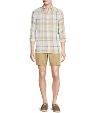 Cremieux Blue Label Cape Town Collection Plaid Long Sleeve Woven Linen Shirt