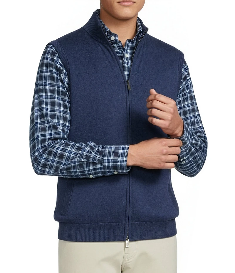 Cremieux Blue Label Cashmere Blend Full-Zip Mock Neck Sweater Vest