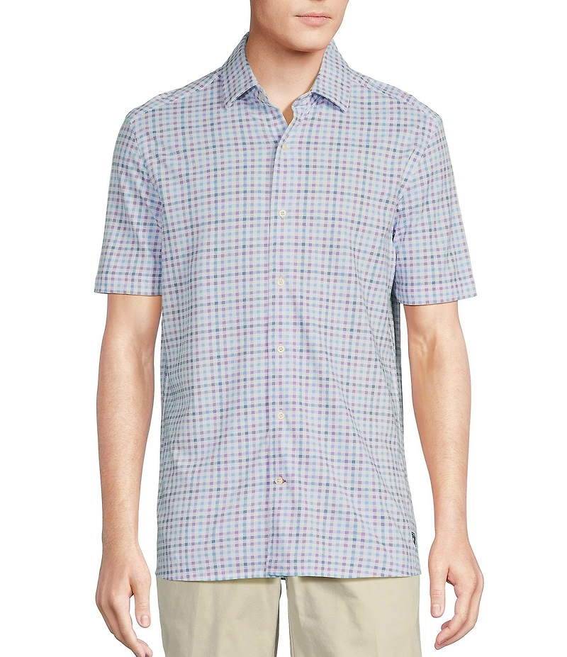 Cremieux Blue Label Check Knit Oxford Short Sleeve Woven Shirt