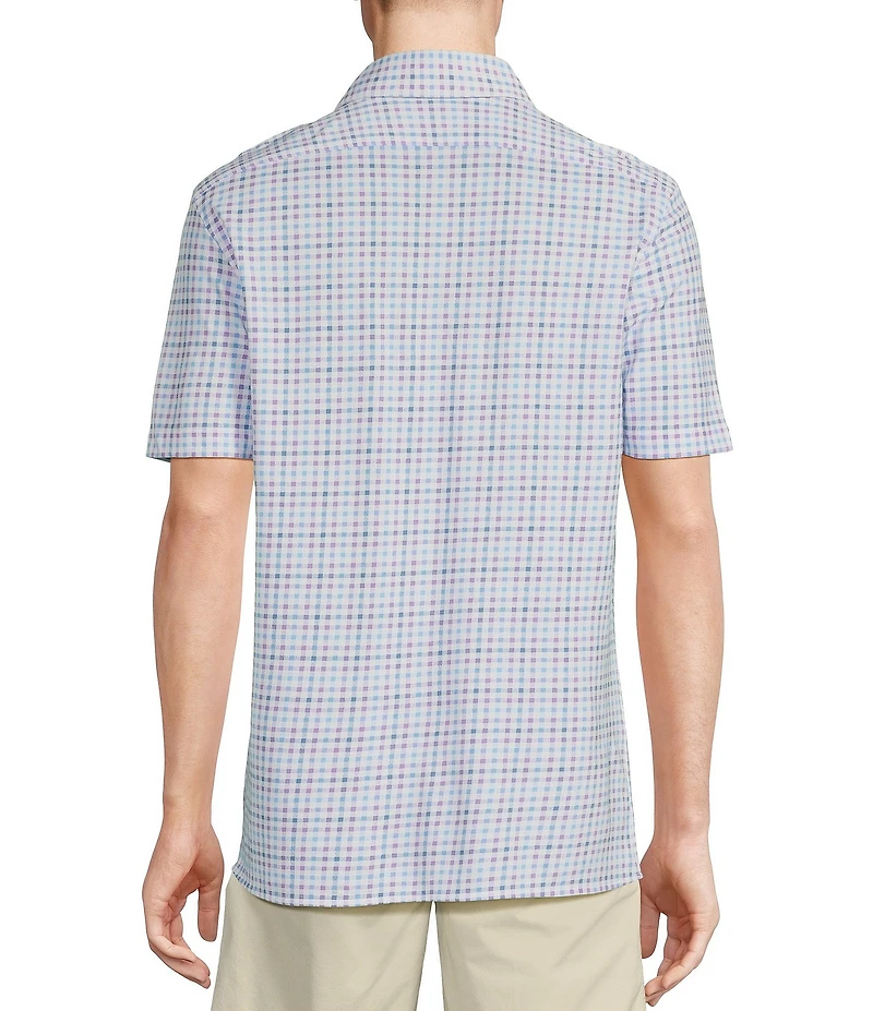 Cremieux Blue Label Check Knit Oxford Short Sleeve Woven Shirt