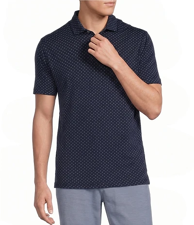 Cremieux Blue Label Circle Geometric Print Short Sleeve Polo Shirt
