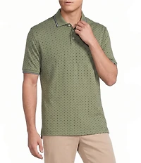 Cremieux Blue Label Classic Fit Pique Geo Print Short Sleeve Polo Shirt