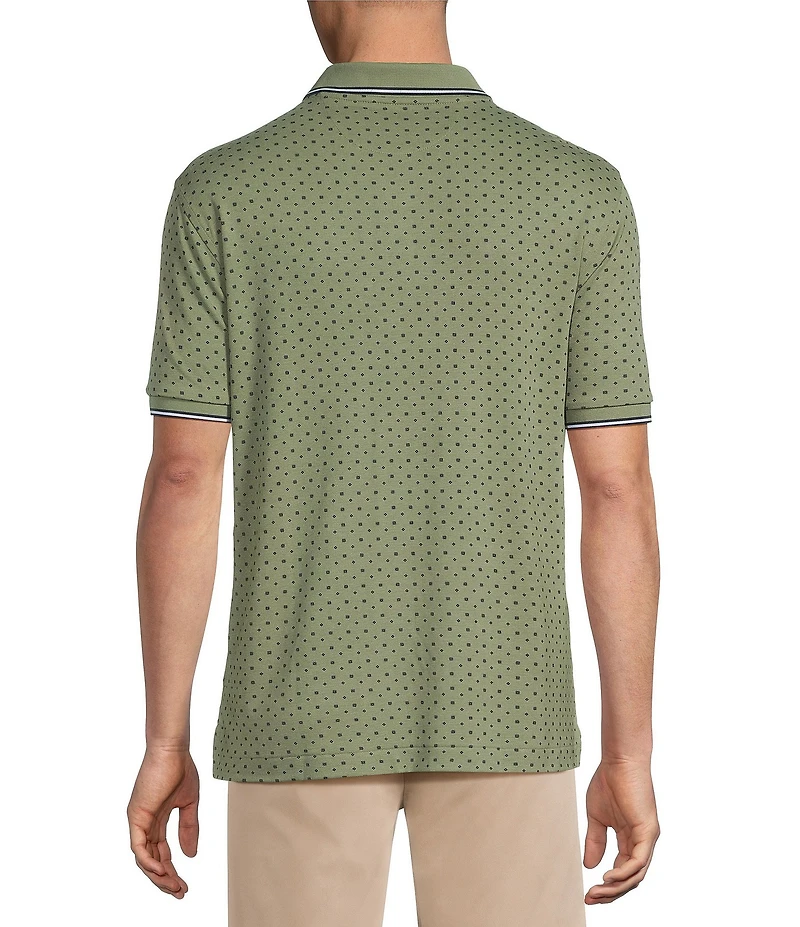 Cremieux Blue Label Classic Fit Pique Geo Print Short Sleeve Polo Shirt