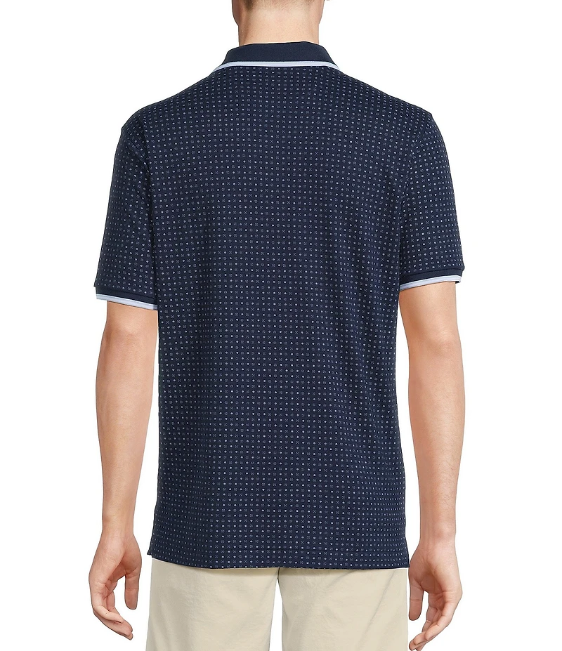 Cremieux Blue Label Classic Fit Pique Geo Print Short Sleeve Polo Shirt