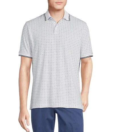Cremieux Blue Label Classic Fit Pique Geo Print Short Sleeve Polo Shirt