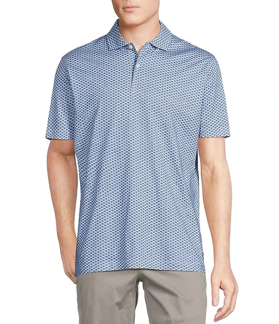 Cremieux Blue Label Classic Fit Stretch Jersey Geometric Print Short Sleeve Polo Shirt