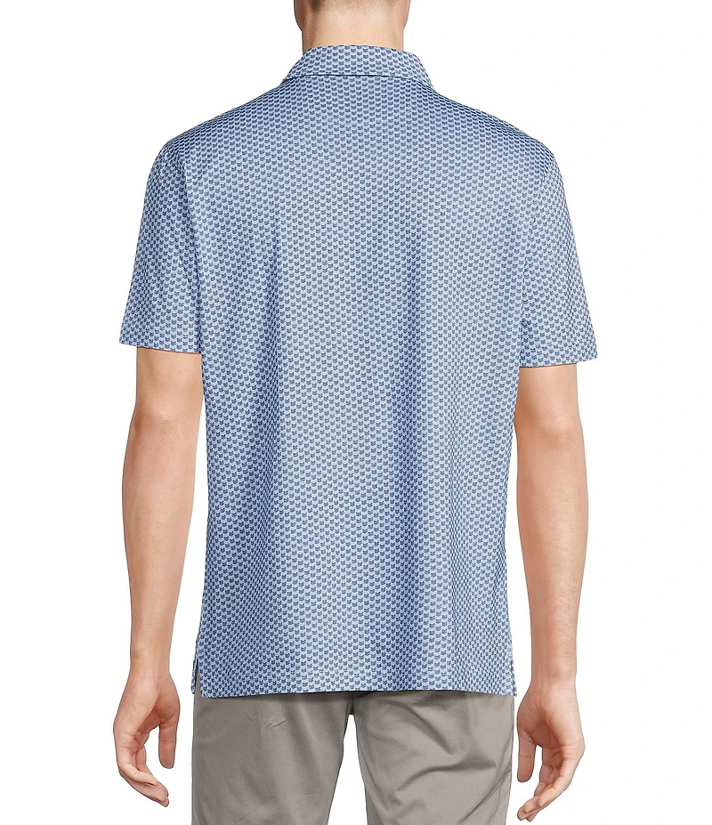 Cremieux Blue Label Classic Fit Stretch Jersey Geometric Print Short Sleeve Polo Shirt