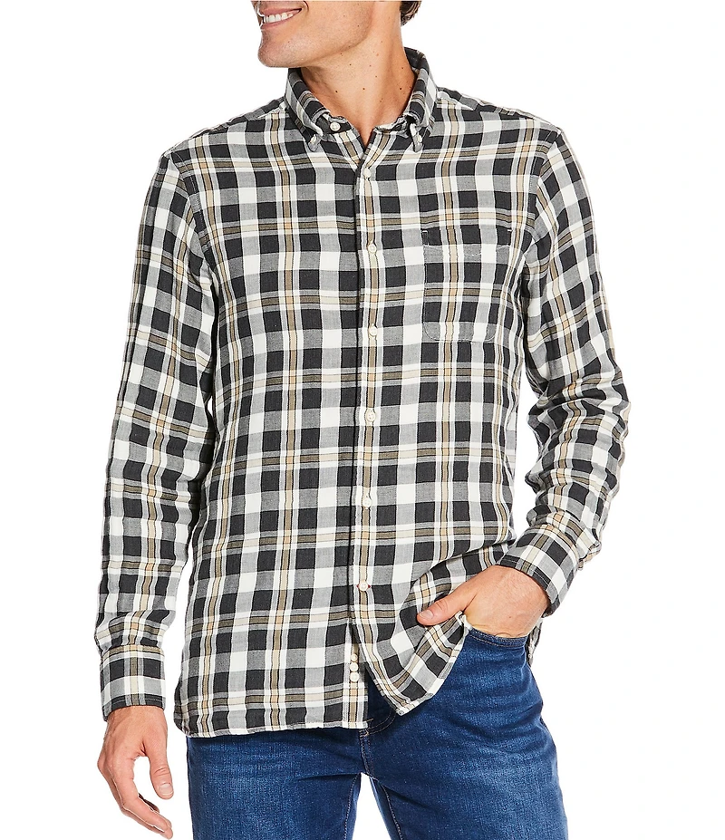 Cremieux Blue Label Cool Tone Plaid Long Sleeve Woven Shirt