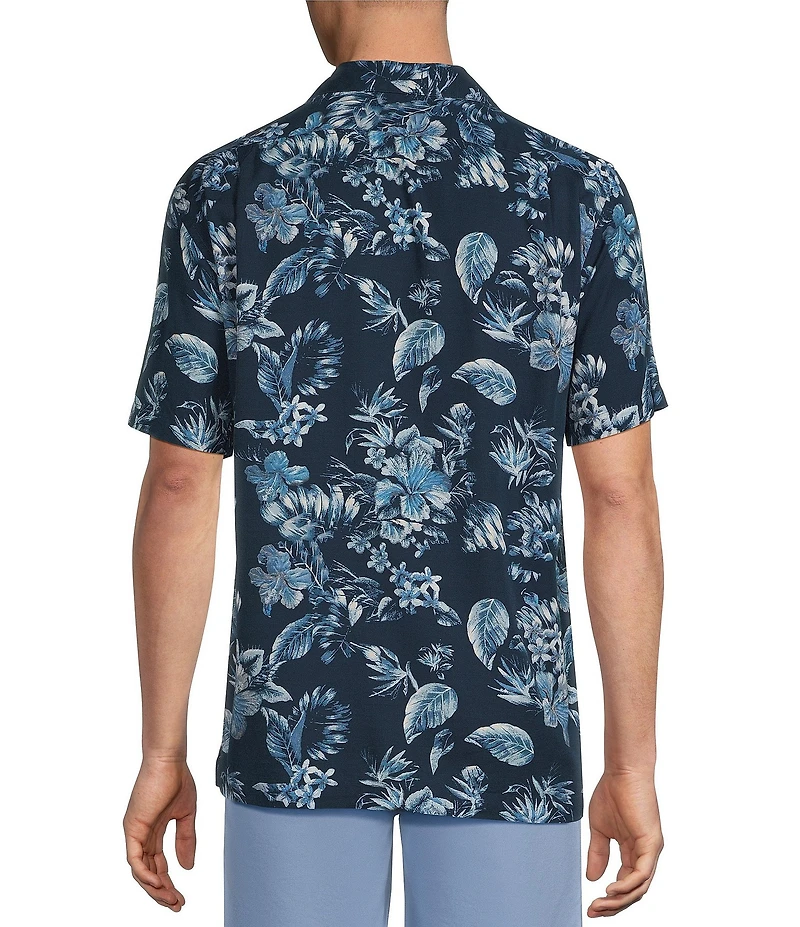 Cremieux Blue Label Dark Floral Print Short Sleeve Woven Camp Shirt