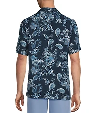 Cremieux Blue Label Dark Floral Print Short Sleeve Woven Camp Shirt
