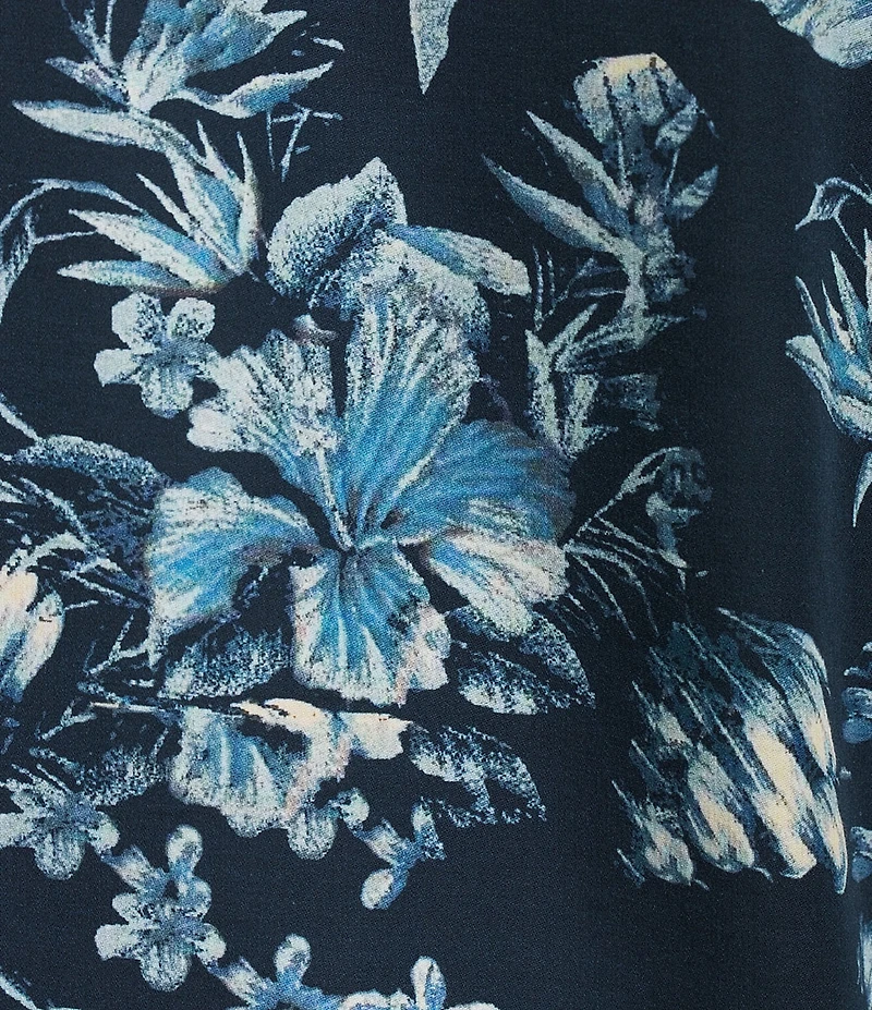 Cremieux Blue Label Dark Floral Print Short Sleeve Woven Camp Shirt
