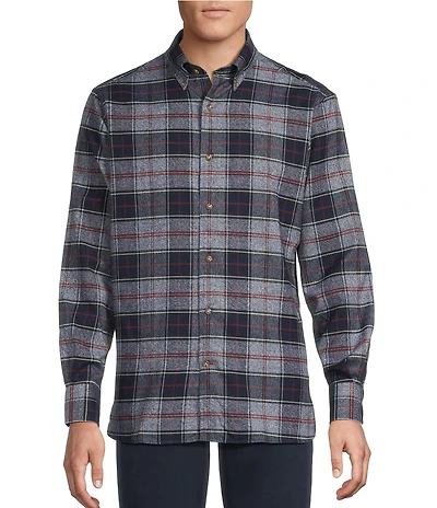 Cremieux Blue Label Dark Plaid Flannel Long Sleeve Woven Shirt